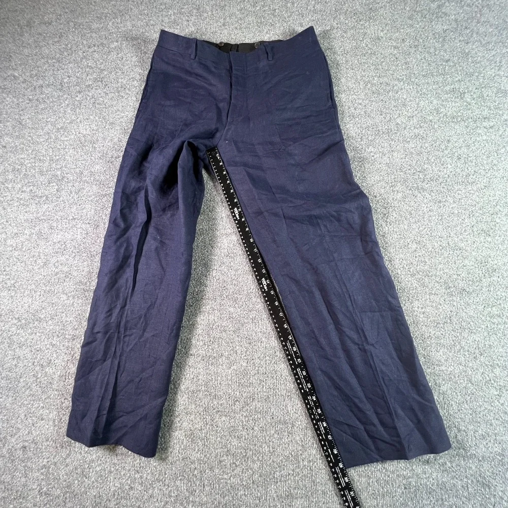 Polo Ralph Lauren Pants Men's 34 Navy Blue 100% Flax Flat Front Straight Preppy